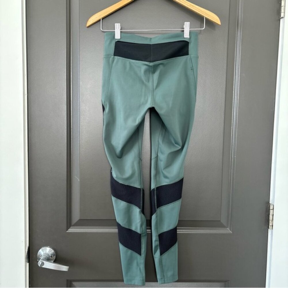 Nike Dri-Fit GREEN & Black Power Window Pane Tights Running Pro Leggings Size S - Picture 4 of 9